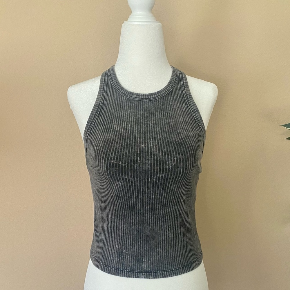 Mineral Wash Charcoal Racerback Tank